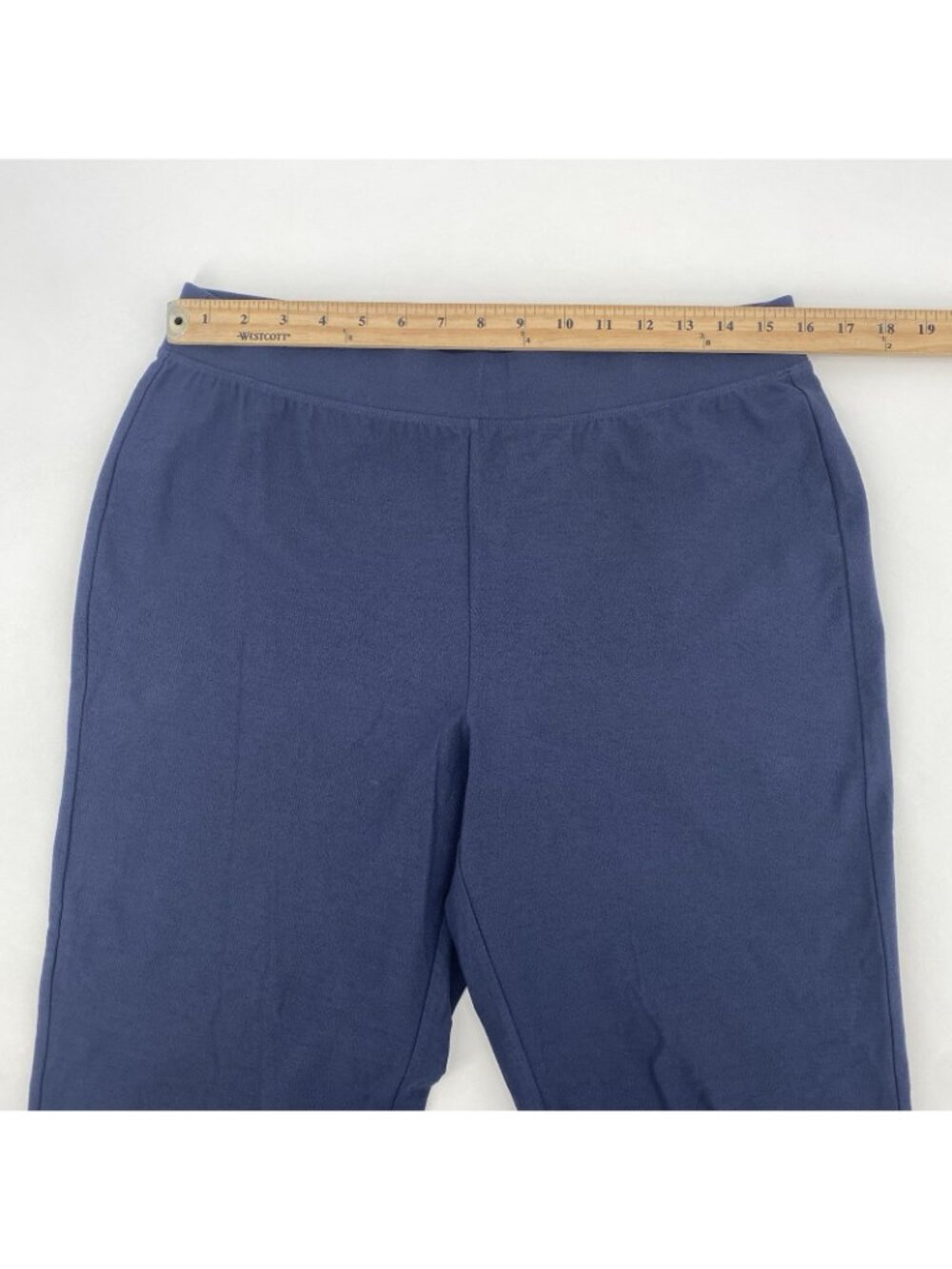 Eileen Fisher Size M Navy Blue Ankle Pants Stretch Slit Hem Pull On - Picture 2 of 12